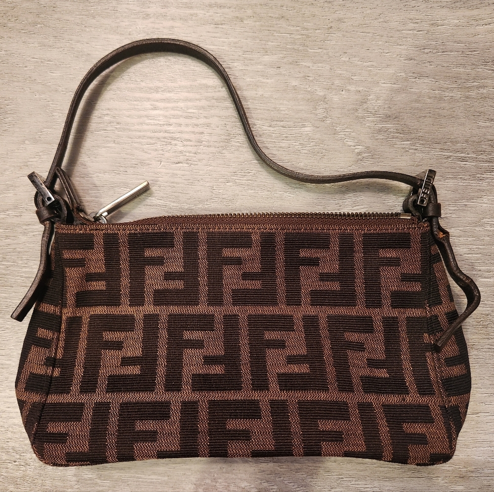 Fendi Black and Brown FF Monogram, Zucca Small Canvas Bag